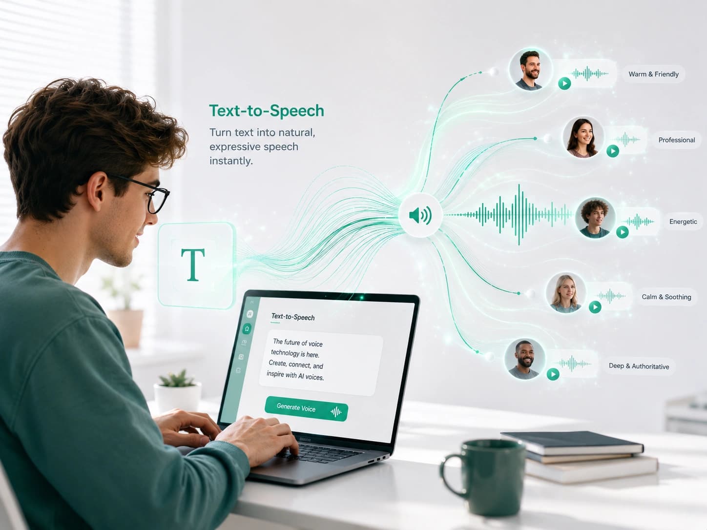 Sound wave visual for text-to-speech